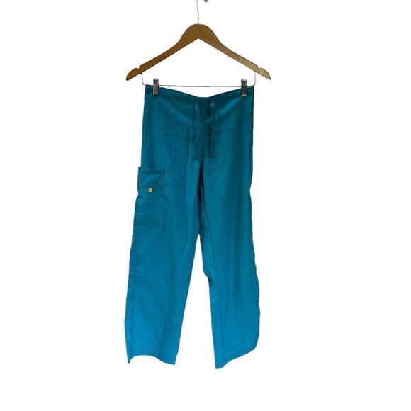 Wink Teal Spread Good Cheer Medical Scrub Pants Women’s XS Drawstring - Picture 2 of 7